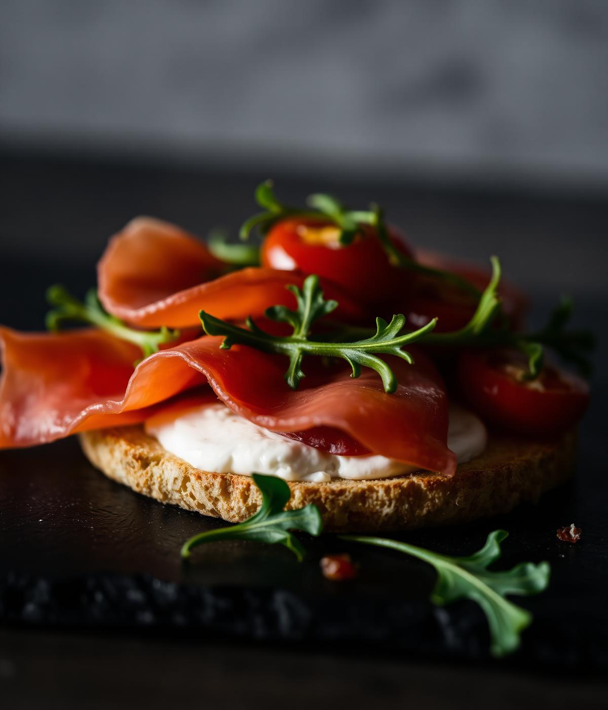 Pinsa con prosciutto e stracciatella